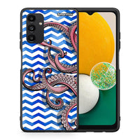 Thumbnail for Θήκη Samsung A04s Chevron Devilfish από τη Smartfits με σχέδιο στο πίσω μέρος και μαύρο περίβλημα | Samsung A04s Chevron Devilfish case with colorful back and black bezels