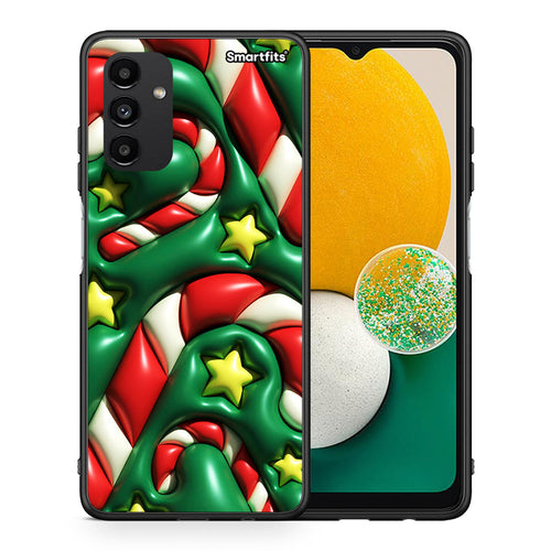 Θήκη Samsung A13 5G Christmas Bubbles από τη Smartfits με σχέδιο στο πίσω μέρος και μαύρο περίβλημα | Samsung A13 5G Christmas Bubbles case with colorful back and black bezels