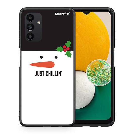 Θήκη Samsung A13 5G Christmas Chillin από τη Smartfits με σχέδιο στο πίσω μέρος και μαύρο περίβλημα | Samsung A13 5G Christmas Chillin case with colorful back and black bezels