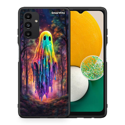 Θήκη Samsung A13 5G Halloween Ghost από τη Smartfits με σχέδιο στο πίσω μέρος και μαύρο περίβλημα | Samsung A13 5G Halloween Ghost case with colorful back and black bezels