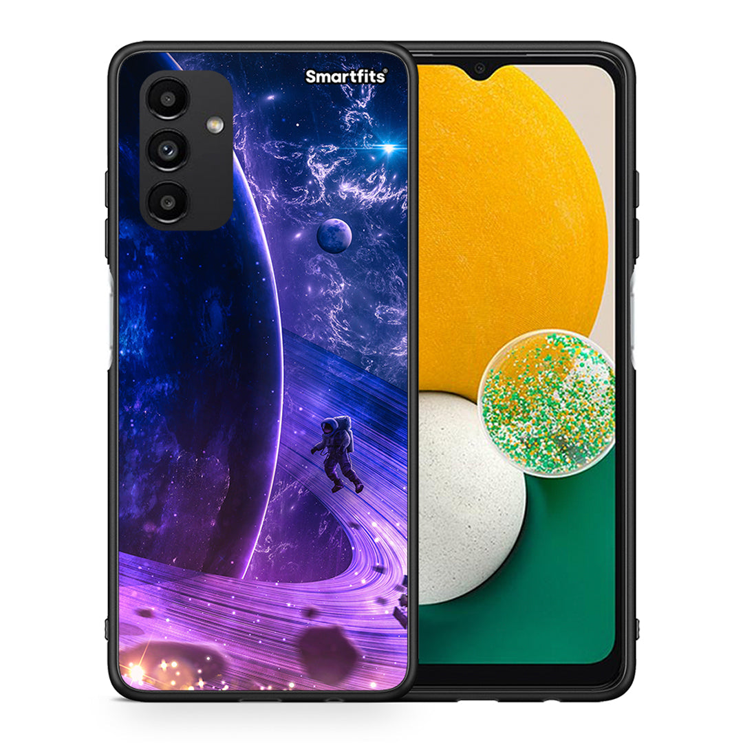 Θήκη Samsung A04s Lost Astronaut από τη Smartfits με σχέδιο στο πίσω μέρος και μαύρο περίβλημα | Samsung A04s Lost Astronaut case with colorful back and black bezels
