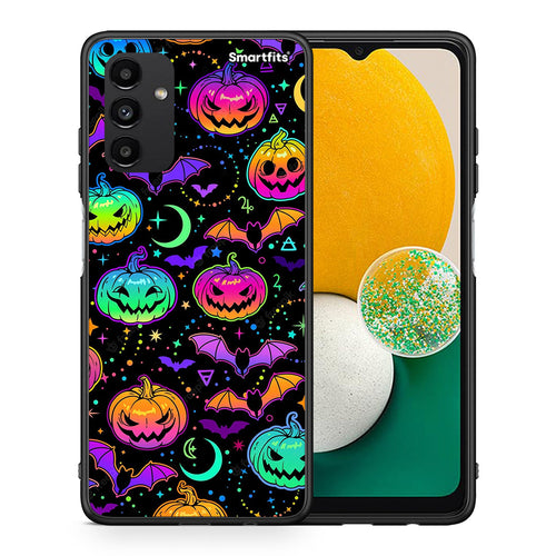 Θήκη Samsung A04s Neon Halloween από τη Smartfits με σχέδιο στο πίσω μέρος και μαύρο περίβλημα | Samsung A04s Neon Halloween case with colorful back and black bezels