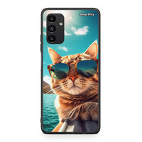 Thumbnail for Samsung A04s Summer Cat θήκη από τη Smartfits με σχέδιο στο πίσω μέρος και μαύρο περίβλημα | Smartphone case with colorful back and black bezels by Smartfits