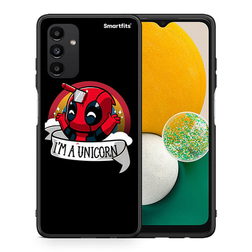 Θήκη Samsung A04s Unicorn Deadpool από τη Smartfits με σχέδιο στο πίσω μέρος και μαύρο περίβλημα | Samsung A04s Unicorn Deadpool case with colorful back and black bezels