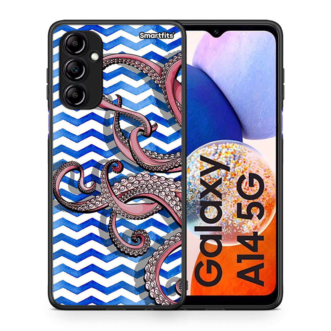 Θήκη Samsung Galaxy A14 / A14 5G Chevron Devilfish από τη Smartfits με σχέδιο στο πίσω μέρος και μαύρο περίβλημα | Samsung Galaxy A14 / A14 5G Chevron Devilfish Case with Colorful Back and Black Bezels