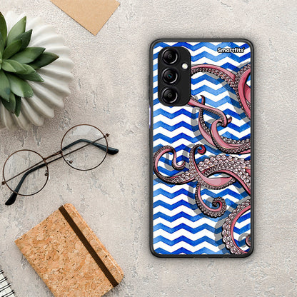 Θήκη Samsung Galaxy A14 / A14 5G Chevron Devilfish από τη Smartfits με σχέδιο στο πίσω μέρος και μαύρο περίβλημα | Samsung Galaxy A14 / A14 5G Chevron Devilfish Case with Colorful Back and Black Bezels