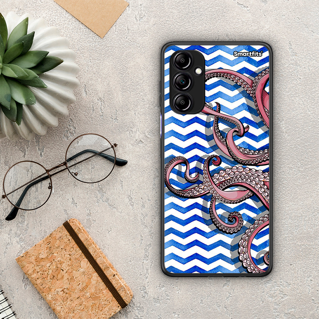 Θήκη Samsung Galaxy A14 / A14 5G Chevron Devilfish από τη Smartfits με σχέδιο στο πίσω μέρος και μαύρο περίβλημα | Samsung Galaxy A14 / A14 5G Chevron Devilfish Case with Colorful Back and Black Bezels