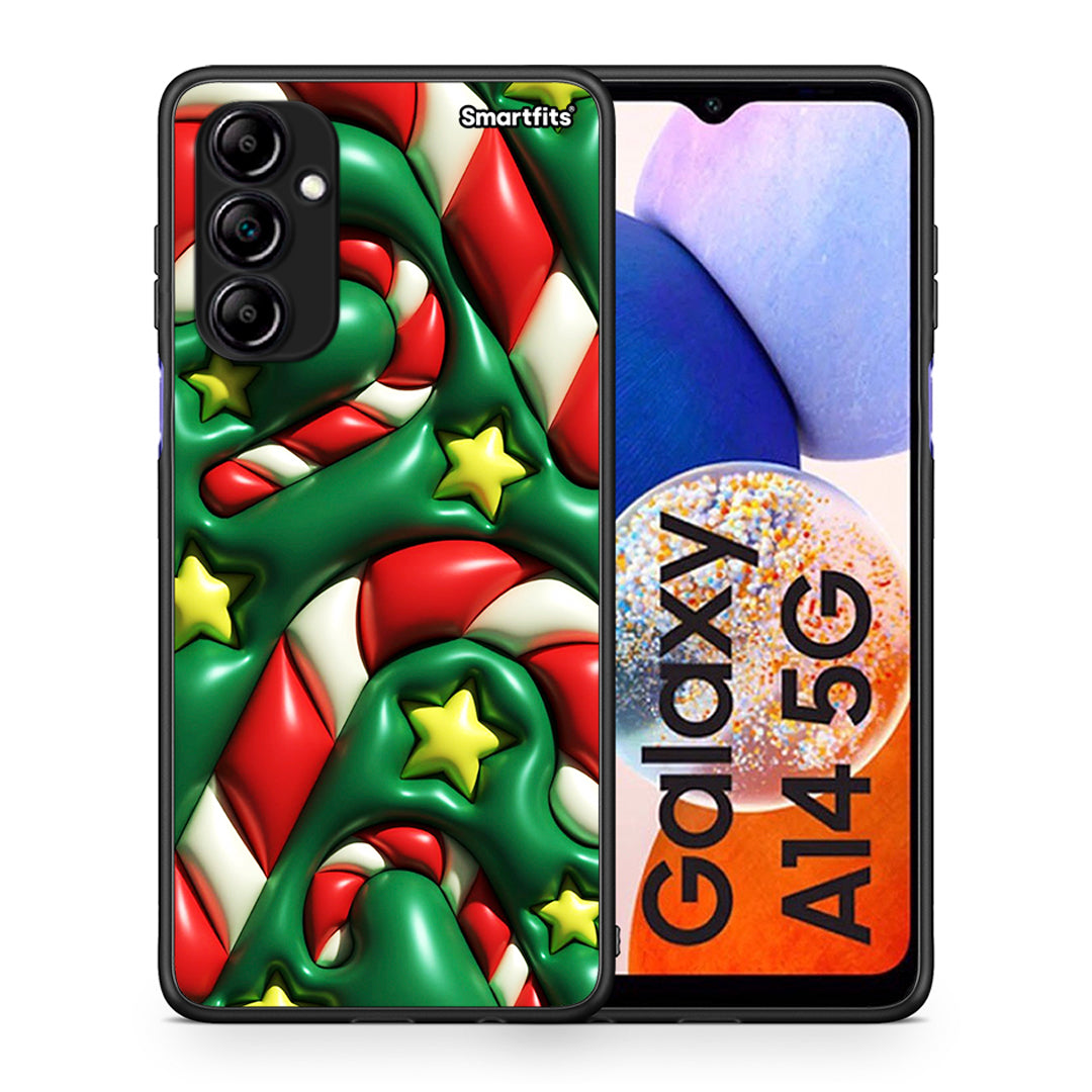 Θήκη Samsung Galaxy A14 / A14 5G Christmas Bubbles από τη Smartfits με σχέδιο στο πίσω μέρος και μαύρο περίβλημα | Samsung Galaxy A14 / A14 5G Christmas Bubbles Case with Colorful Back and Black Bezels