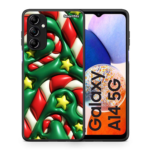 Θήκη Samsung Galaxy A14 / A14 5G Christmas Bubbles από τη Smartfits με σχέδιο στο πίσω μέρος και μαύρο περίβλημα | Samsung Galaxy A14 / A14 5G Christmas Bubbles Case with Colorful Back and Black Bezels