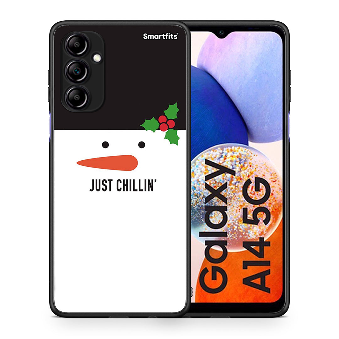 Θήκη Samsung Galaxy A14 / A14 5G Christmas Chillin από τη Smartfits με σχέδιο στο πίσω μέρος και μαύρο περίβλημα | Samsung Galaxy A14 / A14 5G Christmas Chillin Case with Colorful Back and Black Bezels