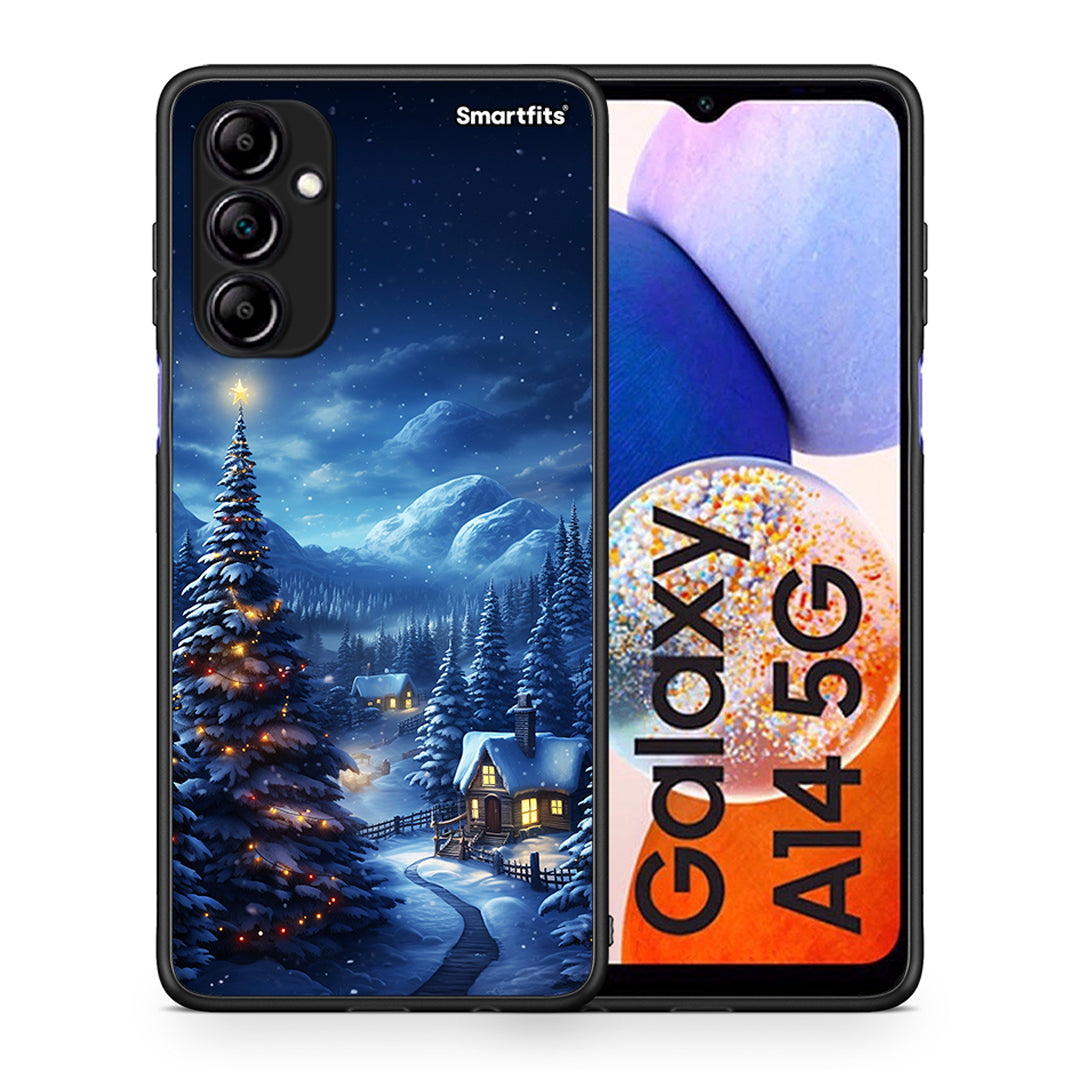Θήκη Samsung Galaxy A14 / A14 5G Christmas Scenery από τη Smartfits με σχέδιο στο πίσω μέρος και μαύρο περίβλημα | Samsung Galaxy A14 / A14 5G Christmas Scenery Case with Colorful Back and Black Bezels