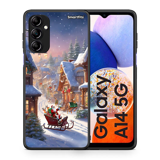 Θήκη Samsung Galaxy A14 / A14 5G Christmas Snow από τη Smartfits με σχέδιο στο πίσω μέρος και μαύρο περίβλημα | Samsung Galaxy A14 / A14 5G Christmas Snow Case with Colorful Back and Black Bezels