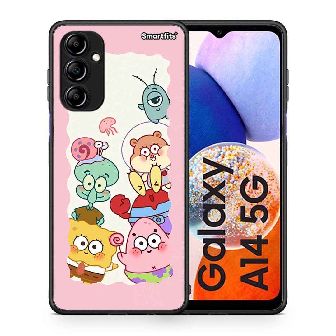 Θήκη Samsung Galaxy A14 / A14 5G Cute Companion από τη Smartfits με σχέδιο στο πίσω μέρος και μαύρο περίβλημα | Samsung Galaxy A14 / A14 5G Cute Companion Case with Colorful Back and Black Bezels