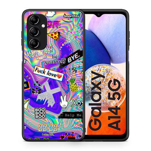 Θήκη Samsung Galaxy A14 / A14 5G Game Over από τη Smartfits με σχέδιο στο πίσω μέρος και μαύρο περίβλημα | Samsung Galaxy A14 / A14 5G Game Over Case with Colorful Back and Black Bezels