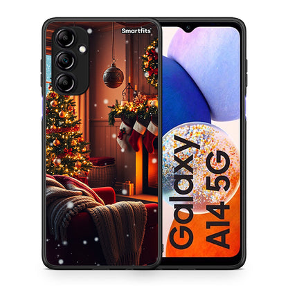 Θήκη Samsung Galaxy A14 / A14 5G Home For Christmas από τη Smartfits με σχέδιο στο πίσω μέρος και μαύρο περίβλημα | Samsung Galaxy A14 / A14 5G Home For Christmas Case with Colorful Back and Black Bezels