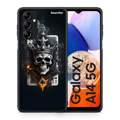 Θήκη Samsung Galaxy A14 / A14 5G Skull King Ace από τη Smartfits με σχέδιο στο πίσω μέρος και μαύρο περίβλημα | Samsung Galaxy A14 / A14 5G Skull King Ace Case with Colorful Back and Black Bezels