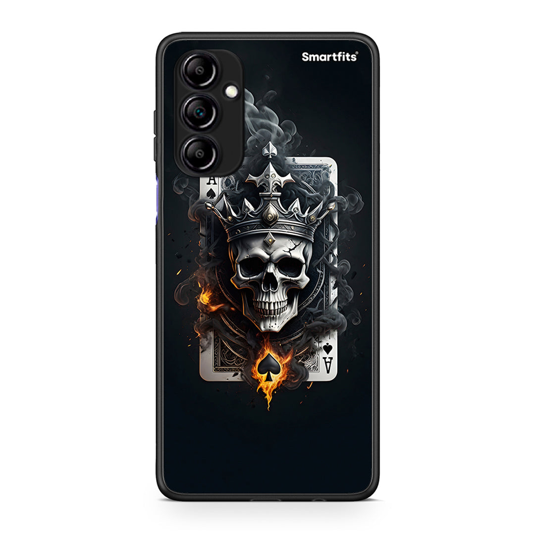 Θήκη Samsung Galaxy A14 / A14 5G Skull King Ace από τη Smartfits με σχέδιο στο πίσω μέρος και μαύρο περίβλημα | Samsung Galaxy A14 / A14 5G Skull King Ace Case with Colorful Back and Black Bezels