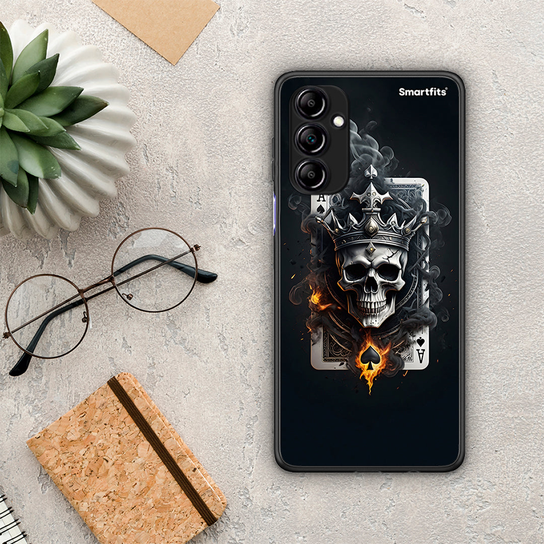 Θήκη Samsung Galaxy A14 / A14 5G Skull King Ace από τη Smartfits με σχέδιο στο πίσω μέρος και μαύρο περίβλημα | Samsung Galaxy A14 / A14 5G Skull King Ace Case with Colorful Back and Black Bezels