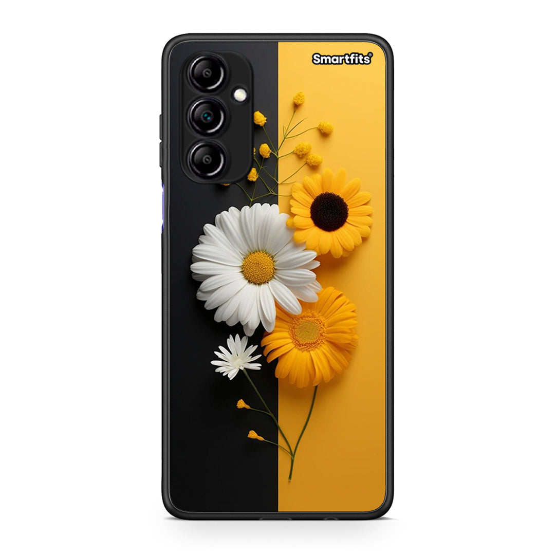 Θήκη Samsung Galaxy A14 / A14 5G Yellow Daisies από τη Smartfits με σχέδιο στο πίσω μέρος και μαύρο περίβλημα | Samsung Galaxy A14 / A14 5G Yellow Daisies Case with Colorful Back and Black Bezels
