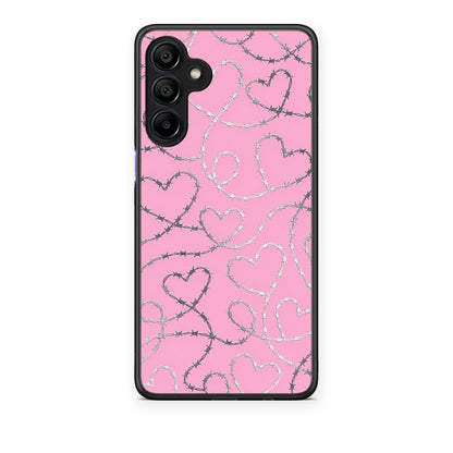 Θήκη Samsung Galaxy A15 4G / 5G Barbed Wire Hearts on Pink από τη Smartfits με σχέδιο στο πίσω μέρος και μαύρο περίβλημα | Samsung Galaxy A15 4G / 5G Barbed Wire Hearts on Pink case with colorful back and black bezels