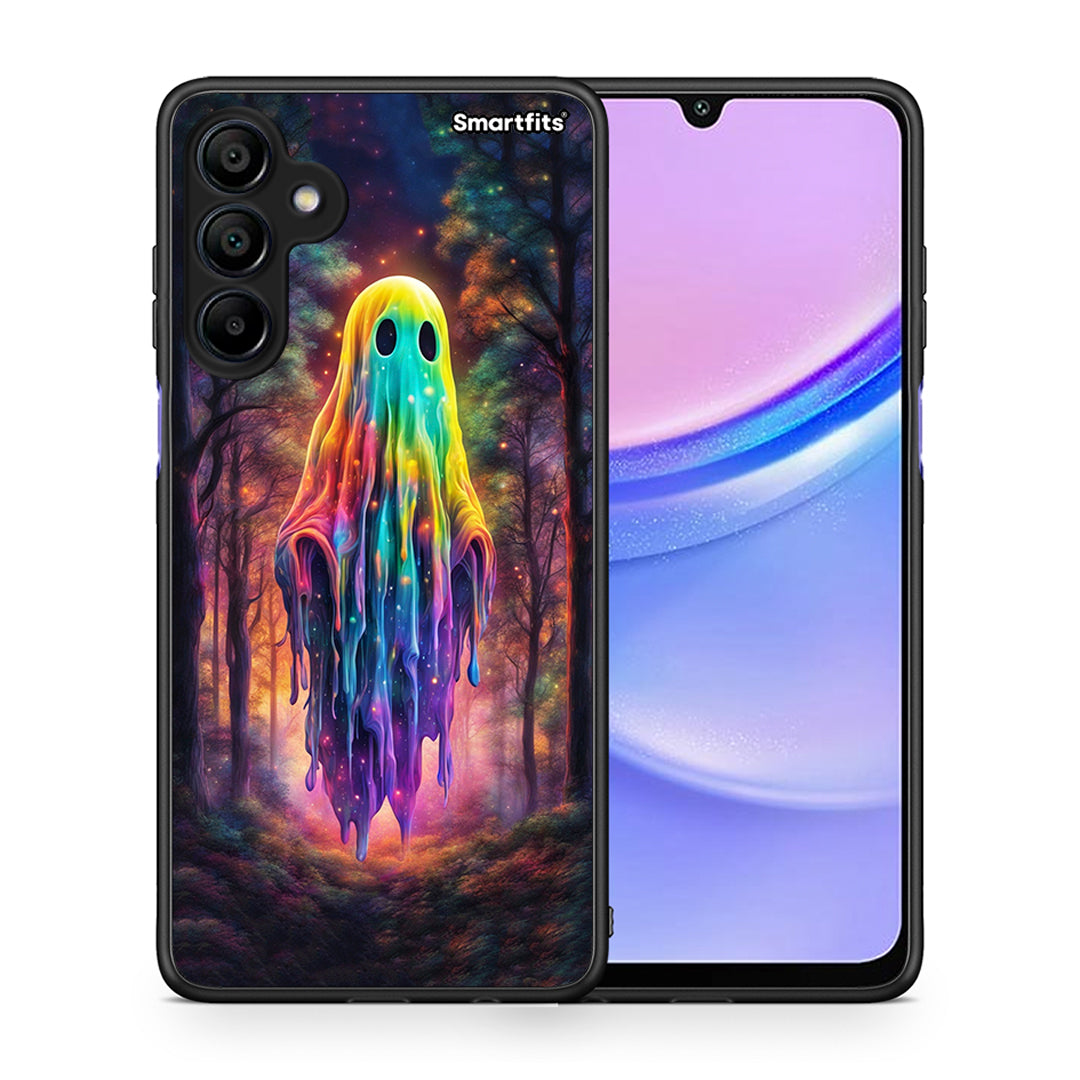 Θήκη Samsung Galaxy A15 4G Halloween Ghost από τη Smartfits με σχέδιο στο πίσω μέρος και μαύρο περίβλημα | Samsung Galaxy A15 4G Halloween Ghost case with colorful back and black bezels