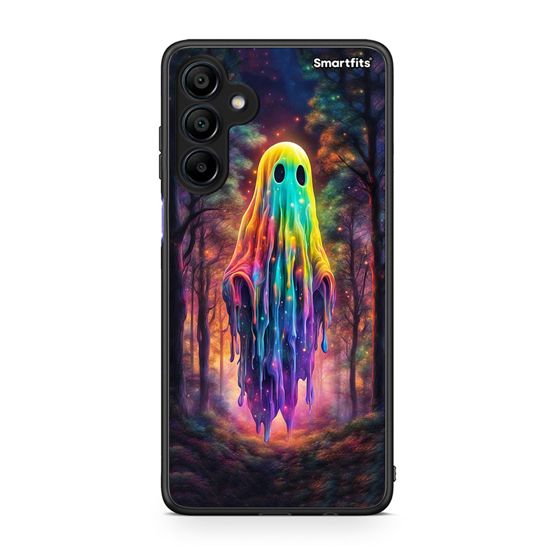 Samsung Galaxy A15 4G Halloween Ghost θήκη από τη Smartfits με σχέδιο στο πίσω μέρος και μαύρο περίβλημα | Smartphone case with colorful back and black bezels by Smartfits