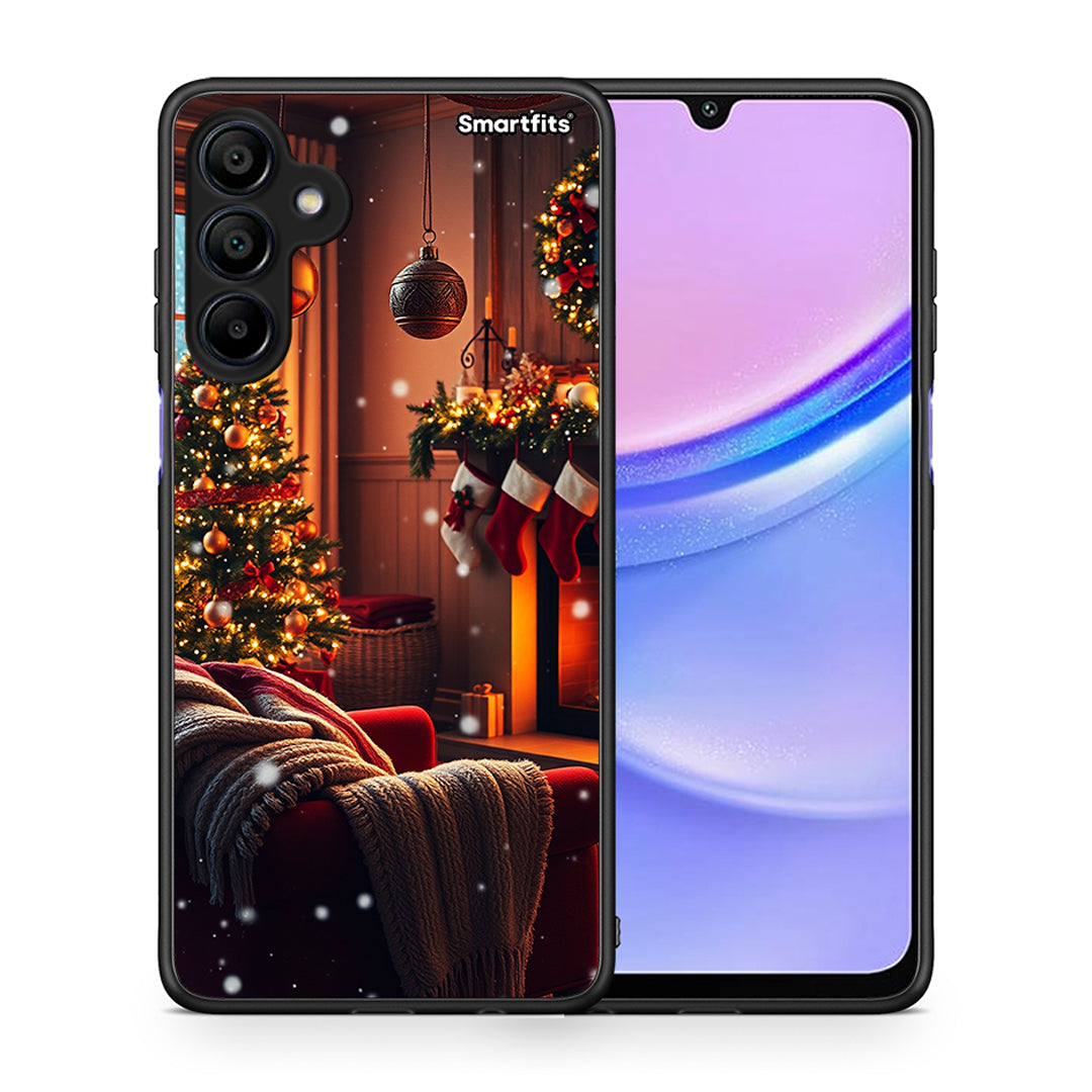 Θήκη Samsung Galaxy A15 4G Home For Christmas από τη Smartfits με σχέδιο στο πίσω μέρος και μαύρο περίβλημα | Samsung Galaxy A15 4G Home For Christmas case with colorful back and black bezels