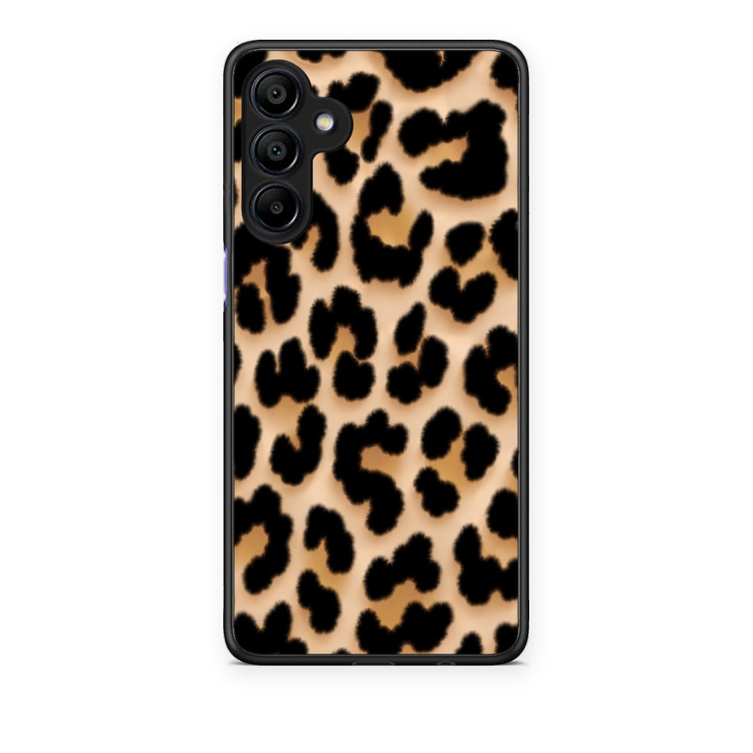 Θήκη Samsung Galaxy A15 4G / 5G Leopard Print Tan Large από τη Smartfits με σχέδιο στο πίσω μέρος και μαύρο περίβλημα | Samsung Galaxy A15 4G / 5G Leopard Print Tan Large case with colorful back and black bezels