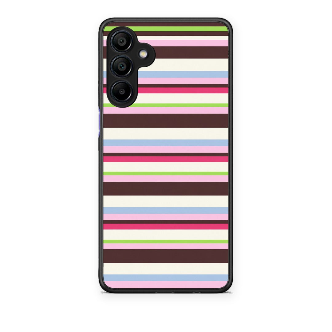 Θήκη Samsung Galaxy A15 4G / 5G Multicolour Horizontal Stripes από τη Smartfits με σχέδιο στο πίσω μέρος και μαύρο περίβλημα | Samsung Galaxy A15 4G / 5G Multicolour Horizontal Stripes case with colorful back and black bezels