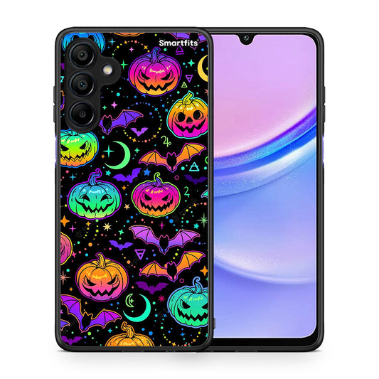 Θήκη Samsung Galaxy A15 4G Neon Halloween από τη Smartfits με σχέδιο στο πίσω μέρος και μαύρο περίβλημα | Samsung Galaxy A15 4G Neon Halloween case with colorful back and black bezels