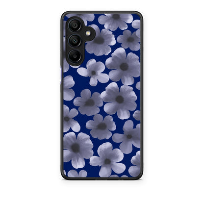 Θήκη Samsung Galaxy A15 4G / 5G Pale Blue Flowers on Navy από τη Smartfits με σχέδιο στο πίσω μέρος και μαύρο περίβλημα | Samsung Galaxy A15 4G / 5G Pale Blue Flowers on Navy case with colorful back and black bezels