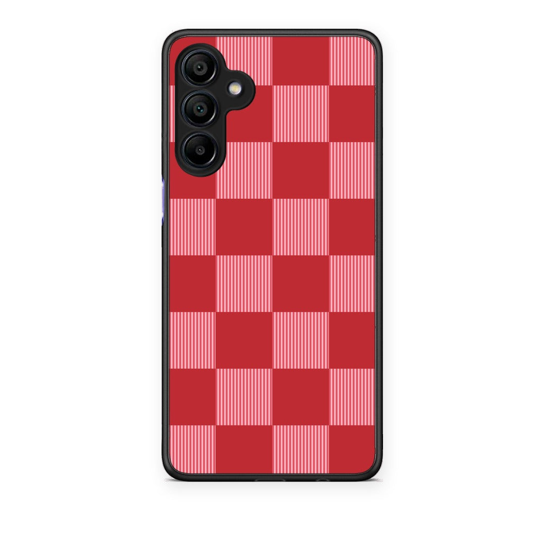 Θήκη Samsung Galaxy A15 4G / 5G Red and Pink Striped Checks από τη Smartfits με σχέδιο στο πίσω μέρος και μαύρο περίβλημα | Samsung Galaxy A15 4G / 5G Red and Pink Striped Checks case with colorful back and black bezels