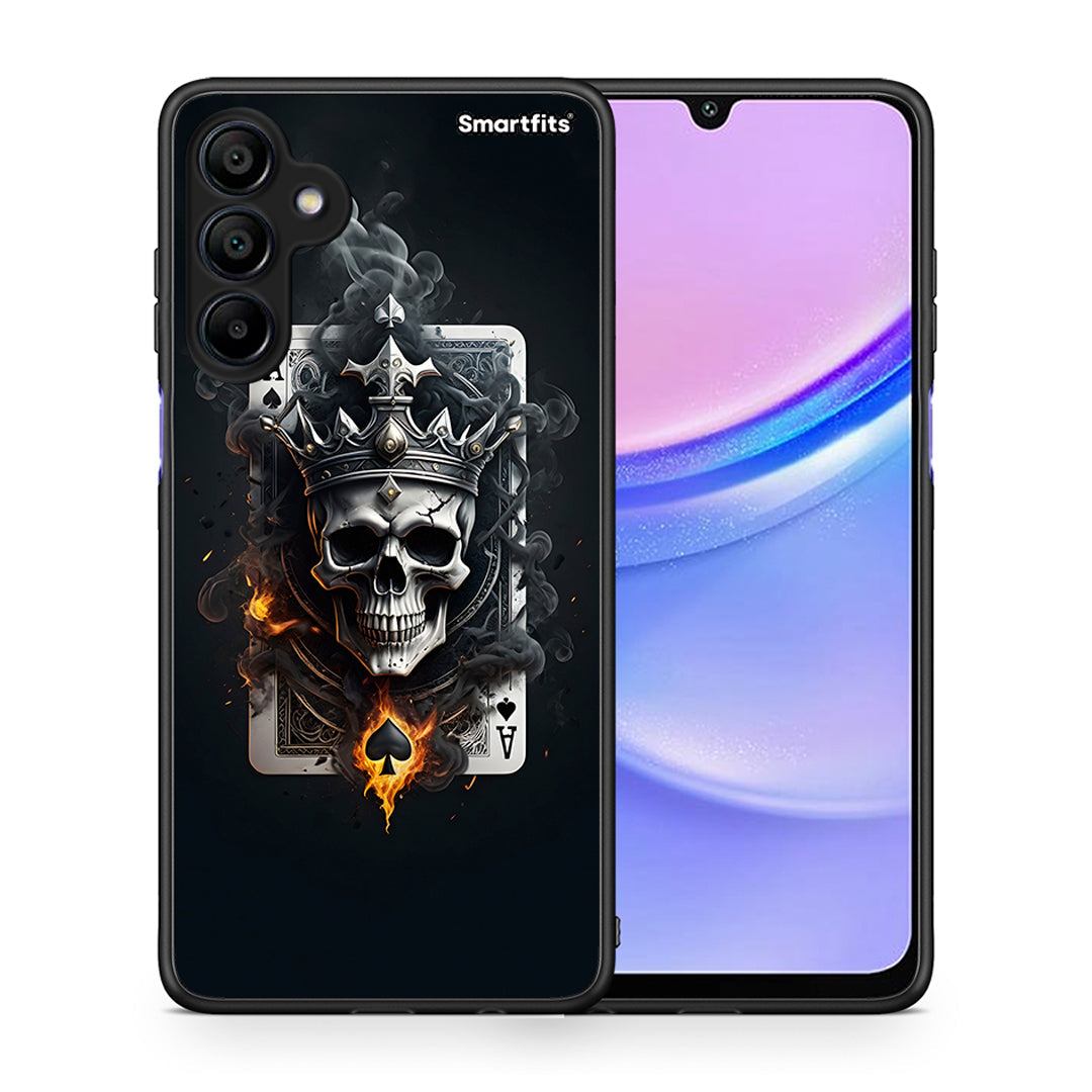 Θήκη Samsung Galaxy A15 4G Skull King Ace από τη Smartfits με σχέδιο στο πίσω μέρος και μαύρο περίβλημα | Samsung Galaxy A15 4G Skull King Ace case with colorful back and black bezels