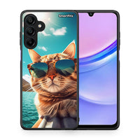 Thumbnail for Θήκη Samsung Galaxy A15 4G Summer Cat από τη Smartfits με σχέδιο στο πίσω μέρος και μαύρο περίβλημα | Samsung Galaxy A15 4G Summer Cat case with colorful back and black bezels