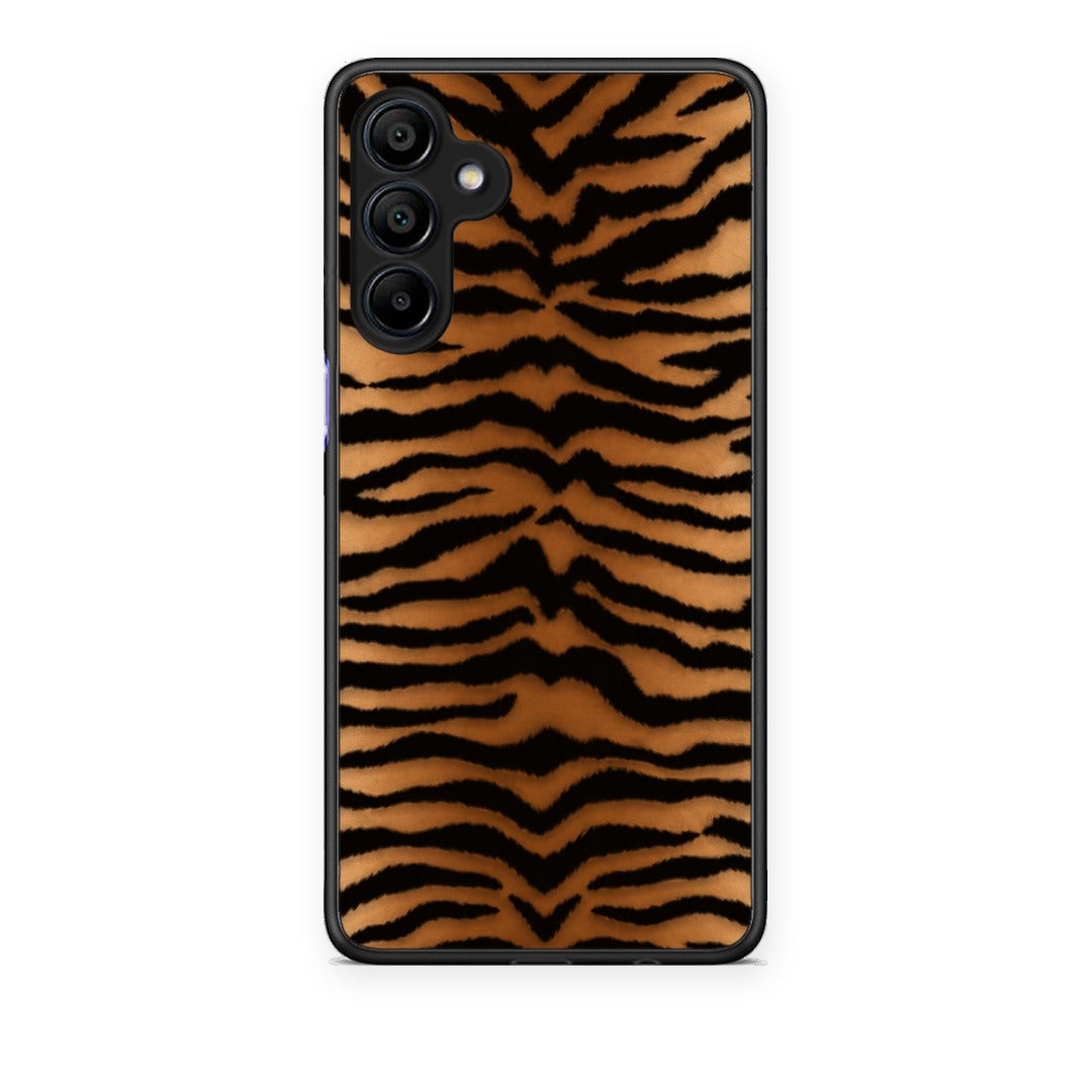 Θήκη Samsung Galaxy A15 4G / 5G Tiger Print Orange and Black από τη Smartfits με σχέδιο στο πίσω μέρος και μαύρο περίβλημα | Samsung Galaxy A15 4G / 5G Tiger Print Orange and Black case with colorful back and black bezels