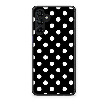 Θήκη Samsung Galaxy A15 4G / 5G White Polka Dots on Black από τη Smartfits με σχέδιο στο πίσω μέρος και μαύρο περίβλημα | Samsung Galaxy A15 4G / 5G White Polka Dots on Black case with colorful back and black bezels