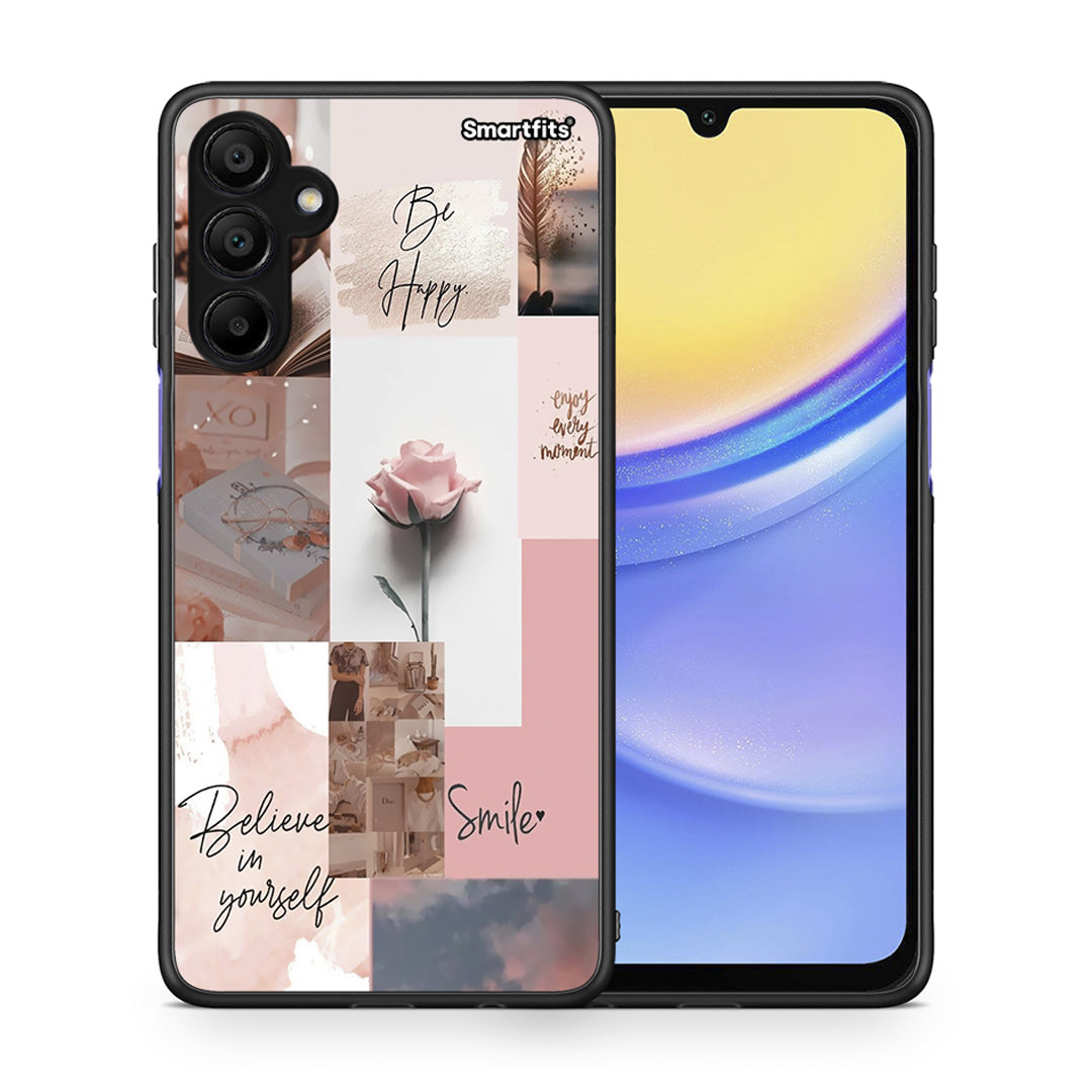 Θήκη Samsung A15 5G Aesthetic Collage από τη Smartfits με σχέδιο στο πίσω μέρος και μαύρο περίβλημα | Samsung A15 5G Aesthetic Collage case with colorful back and black bezels