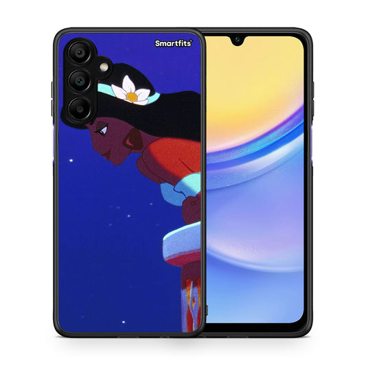 Θήκη Samsung A15 5G Alladin And Jasmine Love 2 από τη Smartfits με σχέδιο στο πίσω μέρος και μαύρο περίβλημα | Samsung A15 5G Alladin And Jasmine Love 2 case with colorful back and black bezels