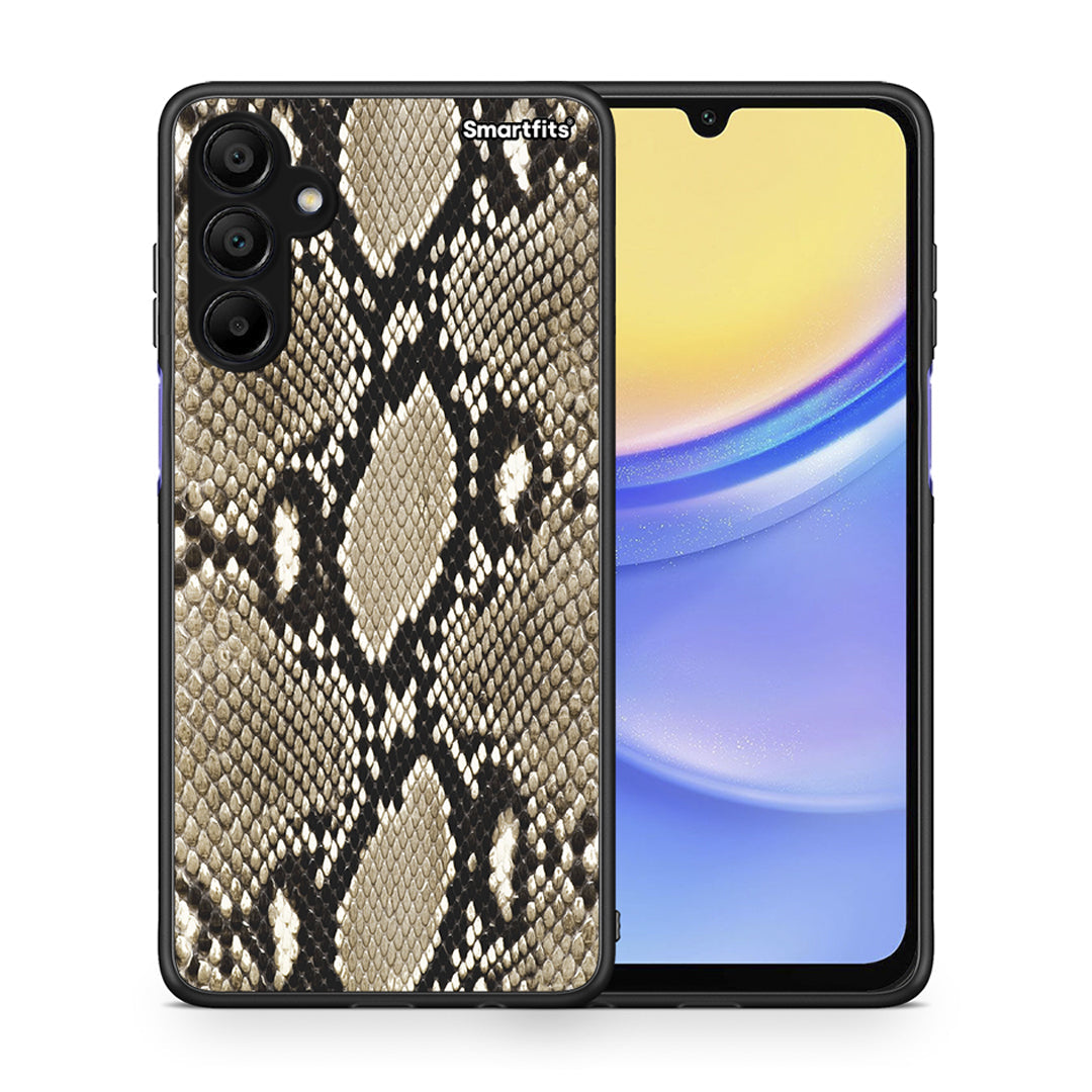 Θήκη Samsung A15 5G Fashion Snake Animal από τη Smartfits με σχέδιο στο πίσω μέρος και μαύρο περίβλημα | Samsung A15 5G Fashion Snake Animal case with colorful back and black bezels