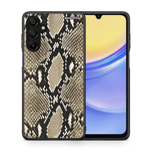 Θήκη Samsung A15 5G Fashion Snake Animal από τη Smartfits με σχέδιο στο πίσω μέρος και μαύρο περίβλημα | Samsung A15 5G Fashion Snake Animal case with colorful back and black bezels