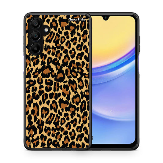 Θήκη Samsung A15 5G Leopard Animal από τη Smartfits με σχέδιο στο πίσω μέρος και μαύρο περίβλημα | Samsung A15 5G Leopard Animal case with colorful back and black bezels