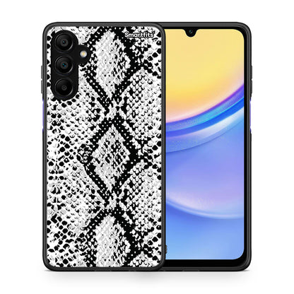 Θήκη Samsung A15 5G White Snake Animal από τη Smartfits με σχέδιο στο πίσω μέρος και μαύρο περίβλημα | Samsung A15 5G White Snake Animal case with colorful back and black bezels