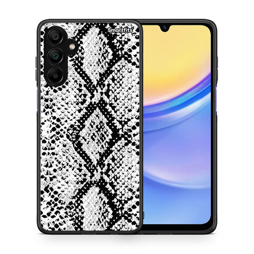 Θήκη Samsung A15 5G White Snake Animal από τη Smartfits με σχέδιο στο πίσω μέρος και μαύρο περίβλημα | Samsung A15 5G White Snake Animal case with colorful back and black bezels