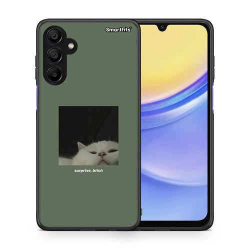 Θήκη Samsung A15 5G Bitch Surprise από τη Smartfits με σχέδιο στο πίσω μέρος και μαύρο περίβλημα | Samsung A15 5G Bitch Surprise case with colorful back and black bezels