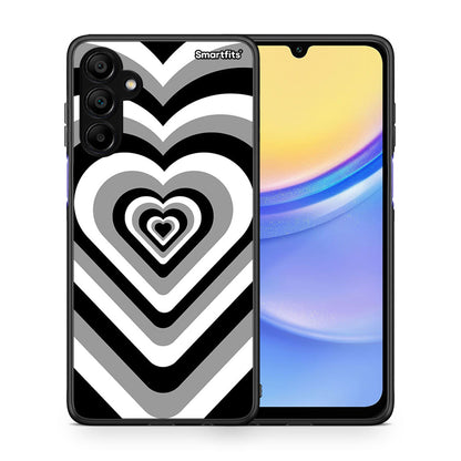 Θήκη Samsung A15 5G Black Hearts από τη Smartfits με σχέδιο στο πίσω μέρος και μαύρο περίβλημα | Samsung A15 5G Black Hearts case with colorful back and black bezels