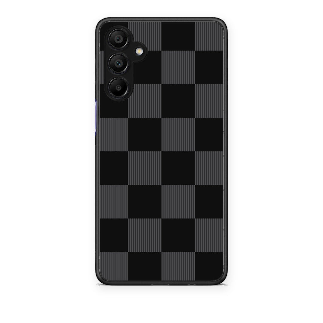Θήκη Samsung A15 5G Black and Charcoal Striped Checks από τη Smartfits με σχέδιο στο πίσω μέρος και μαύρο περίβλημα | Samsung A15 5G Black and Charcoal Striped Checks case with colorful back and black bezels