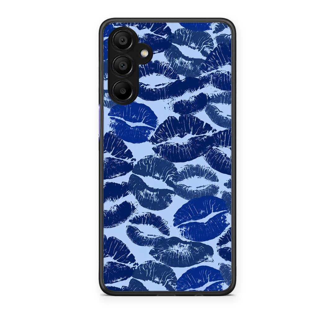 Θήκη Samsung A15 5G Blue Lipstick Kisses από τη Smartfits με σχέδιο στο πίσω μέρος και μαύρο περίβλημα | Samsung A15 5G Blue Lipstick Kisses case with colorful back and black bezels