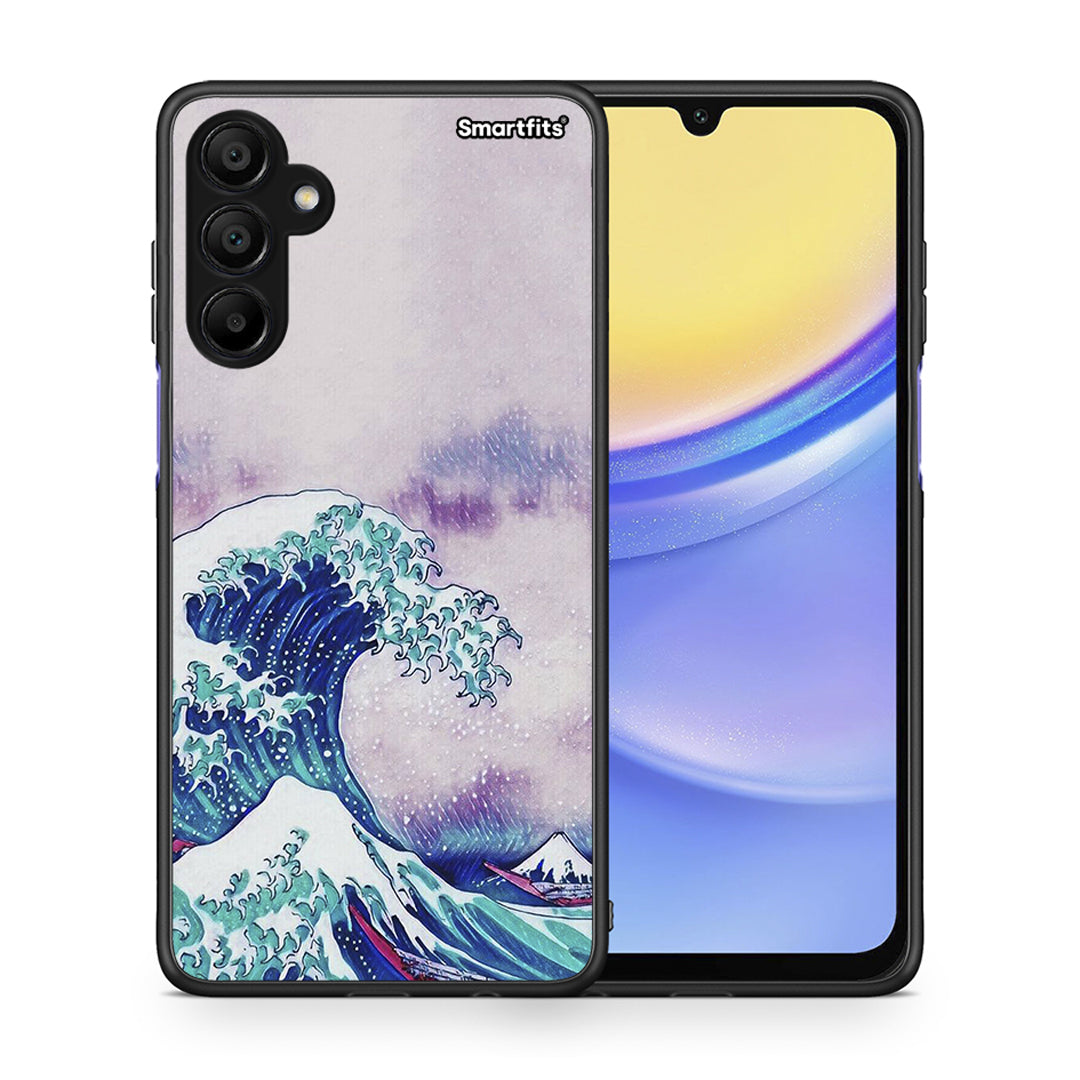 Θήκη Samsung A15 5G Blue Waves από τη Smartfits με σχέδιο στο πίσω μέρος και μαύρο περίβλημα | Samsung A15 5G Blue Waves case with colorful back and black bezels