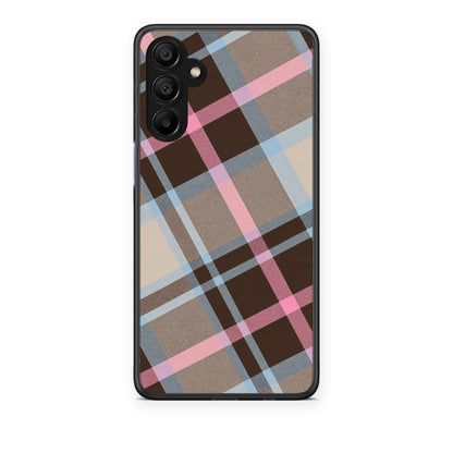 Θήκη Samsung A15 5G Brown Pink and Blue Diagonal Plaid από τη Smartfits με σχέδιο στο πίσω μέρος και μαύρο περίβλημα | Samsung A15 5G Brown Pink and Blue Diagonal Plaid case with colorful back and black bezels