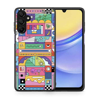 Θήκη Samsung A15 5G Bubbles Soap από τη Smartfits με σχέδιο στο πίσω μέρος και μαύρο περίβλημα | Samsung A15 5G Bubbles Soap case with colorful back and black bezels